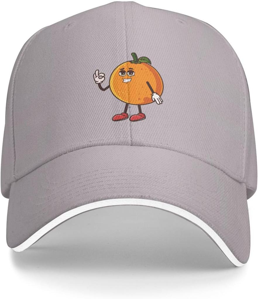 Cute Orange Fruit Character Baseball Cap Polyester Adjustable Casual Outdoor Adult Cap