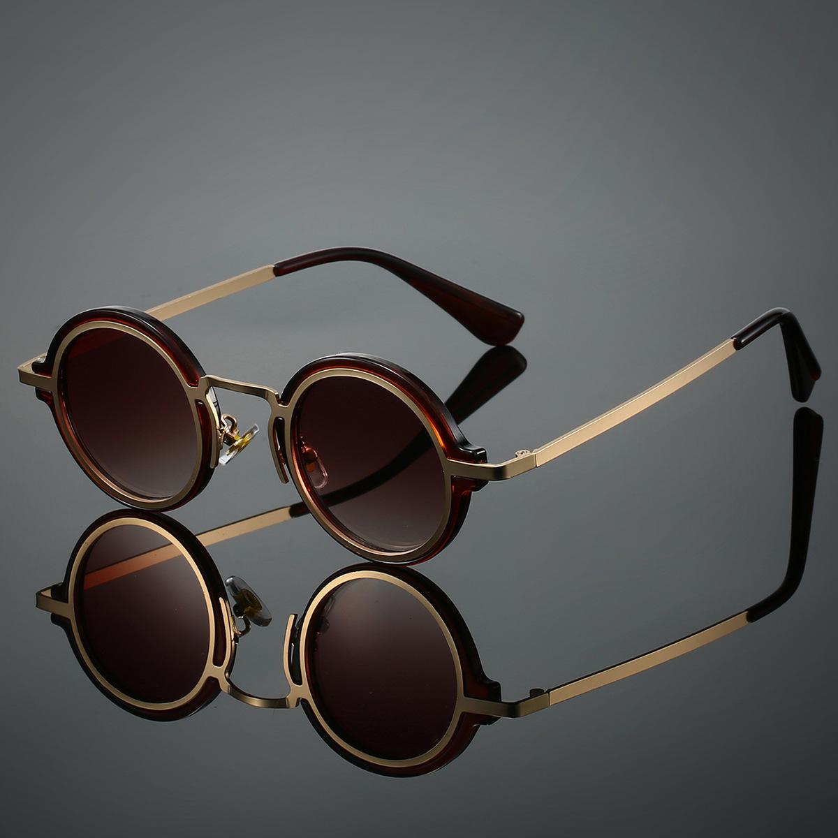 New Retro Small Round Frame Sunglasses for Men s Personalized Steampunk Outdoor Driving Sunglasses Street Photography