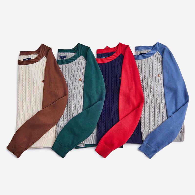 Gap Women's Embroidered Bear Colorblock Raglan Sweater