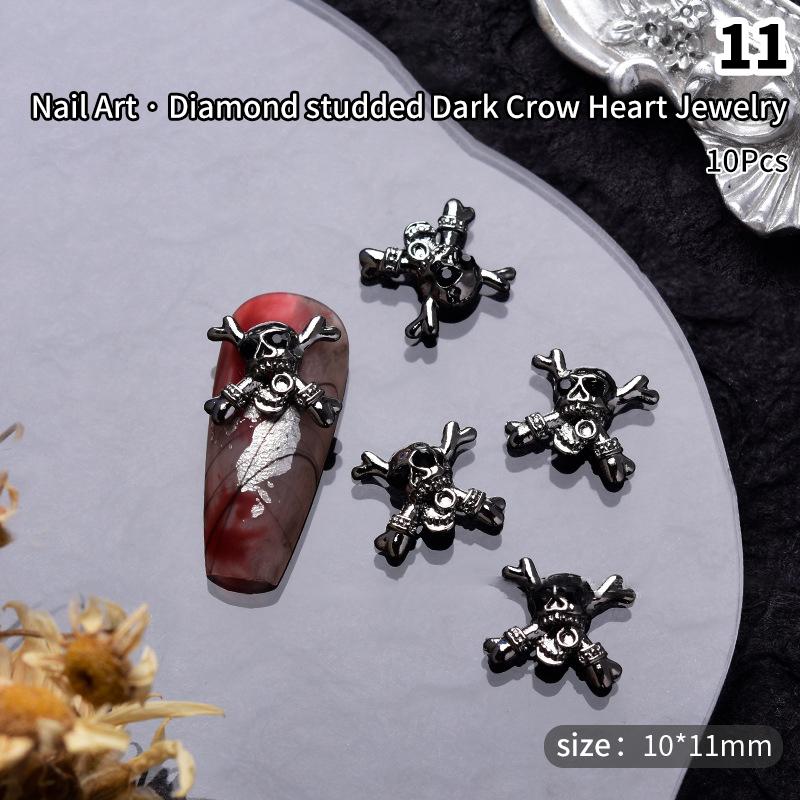 10 Stücke Halloween Element Nagel Diamant Menschlicher Schädel Spinne Form Diy Charms Dekoration Persönlichkeit Stereoskopischen