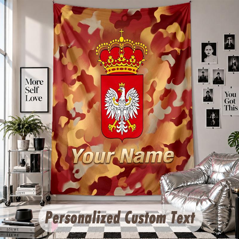 Custom Tapestry Wall Hanging, Poland Football Personalized Name Text Home Wall Decor