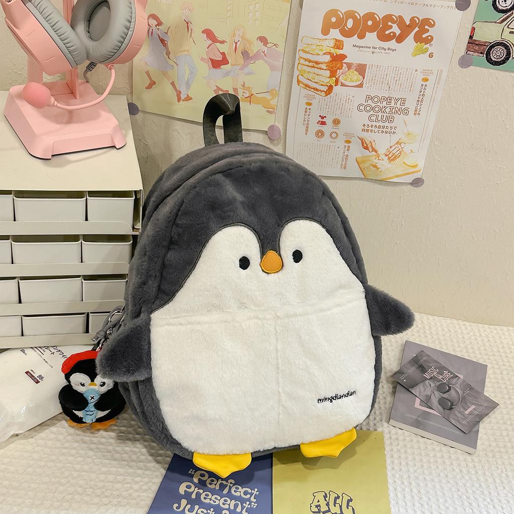 Zaino nuovo ins squalo peluche zaino carino piccolo pinguino cartone animato zaino divertente studente versatile ragazza zaino scolastico