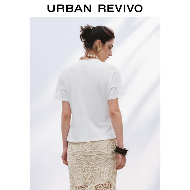 UR 2025 Women's Casual Slit Round Neck Short Sleeve T-Shirt