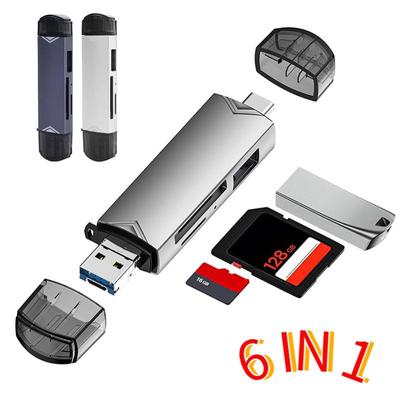 6 σε 1 Card Reader Multifunction USB 3.0 Type C/ Micro USB/ Tf SD Card Memory Readers USB Flash Smart OTG Adapter for Phone Laptop Camera Macbook