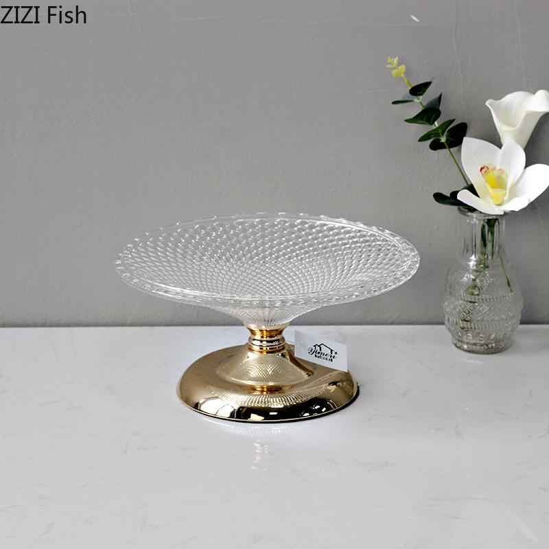 Dining Table Crystal Glass Fruit Plate Creative Living Room Candy Snack Plate Home Wedding Party Decoration Dessert Fruit Plate