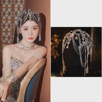 Bridal Exotic Mesh Rhinestone Multi-layer Hair Chain Headdress