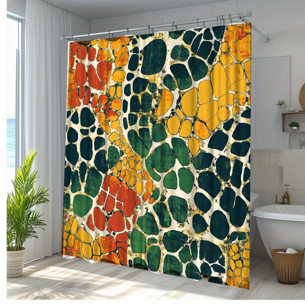 

1Pc Colorful Abstract Pattern Shower Curtain - Polyester Fabric Bathroom Decor With 12 Hooks, 70.8X70.8 Inches, Machine Washable W60H190(CM)-1 Pcs