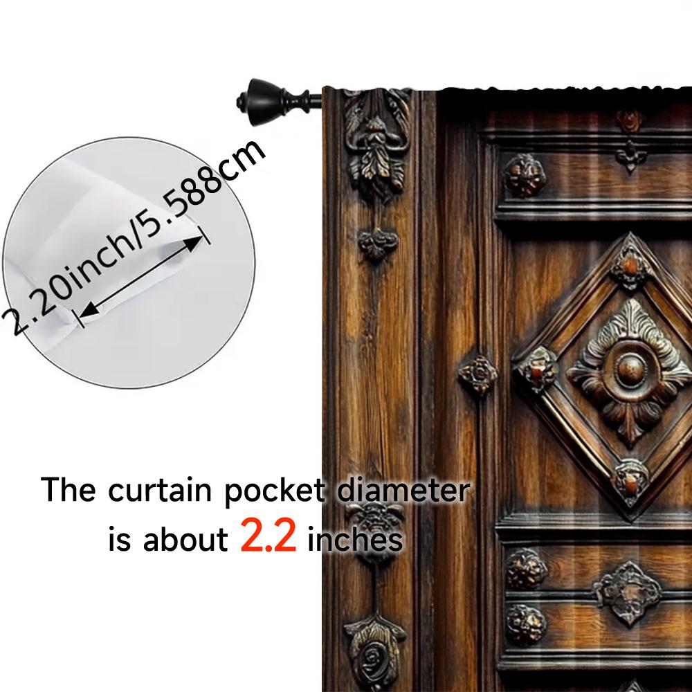 Flat Scene Curtain Ancient Wooden Door Fabric Without Electricity Birthday Party Use Polyester Curtains Set Of 2 Made