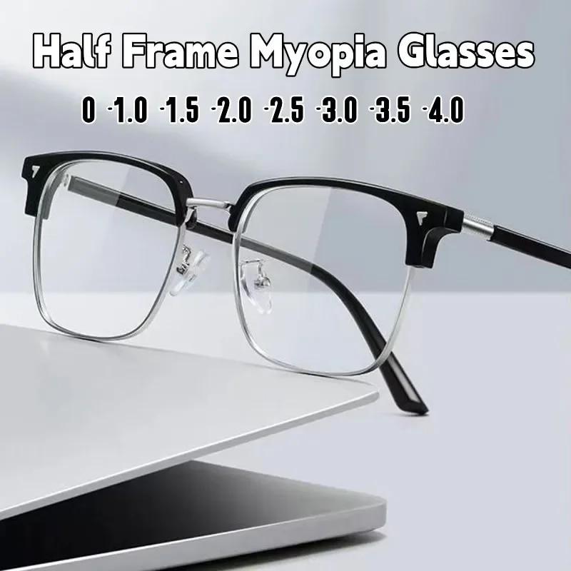 Мужские квадратные очки для близорукости в полуоправе — фото 2