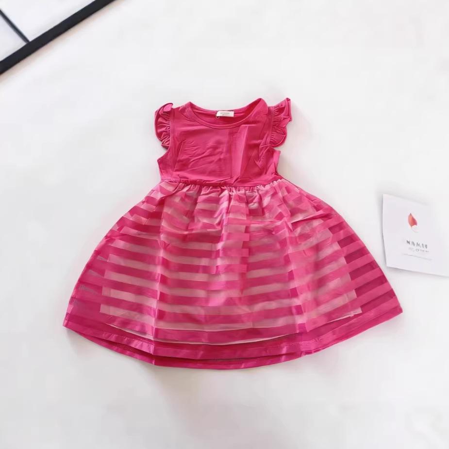 Girls  Spring Summer Striped Princess Dress 100 cm роза розовый