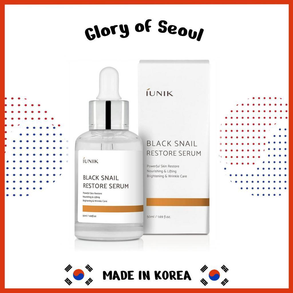 IUNIK Black Snail Restore Serum 50mL, 70% Snail Mucin, Powerful Skin Restore, Nourishing, Lifting, Wrinkle care
