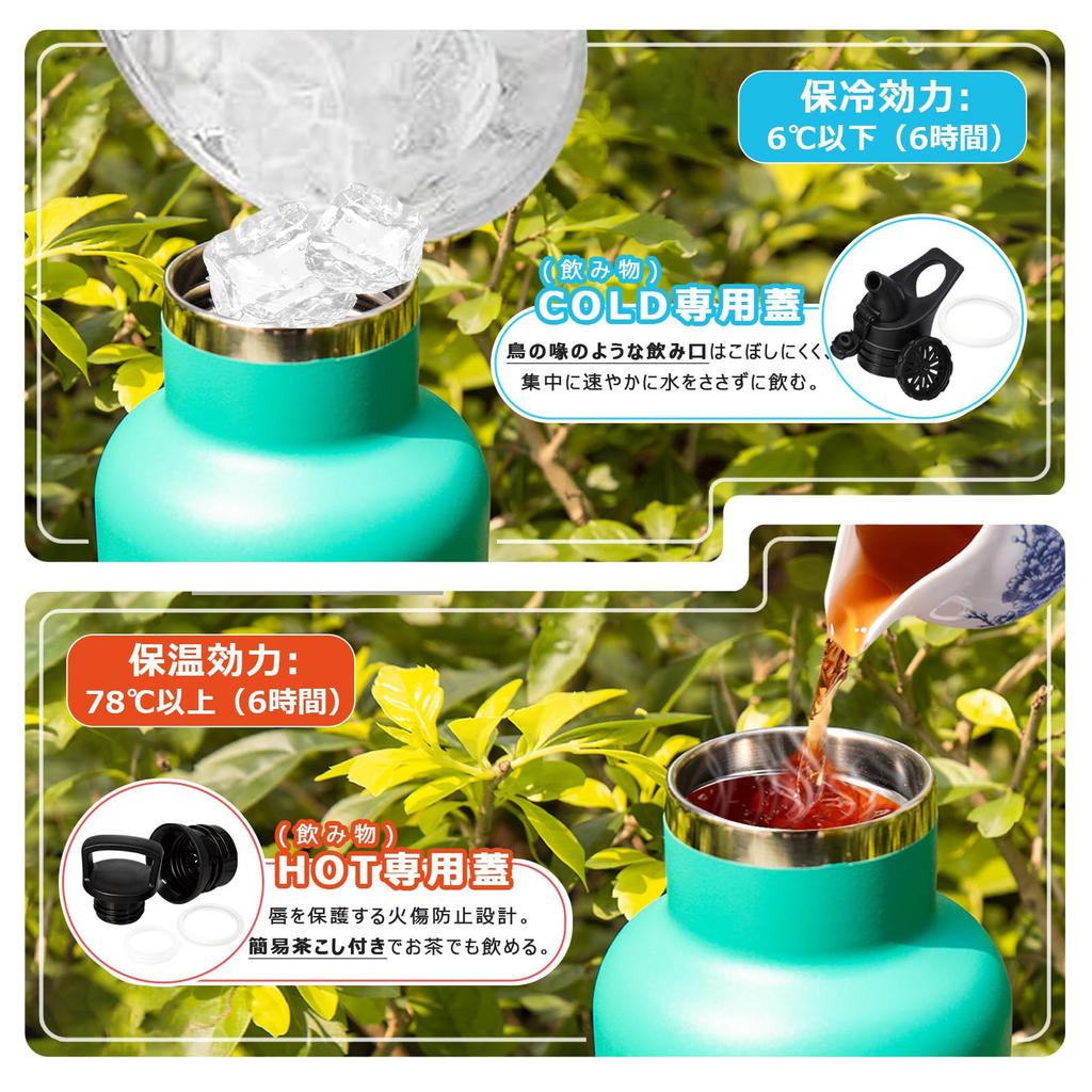 BOONSHAK 1000ml Stainless Steel Water Bottle, Keeps Drinks Hot or Cold, Carbonated, Opens with One Hand, Large Capacity, 1 Liter Capacity, Integrated