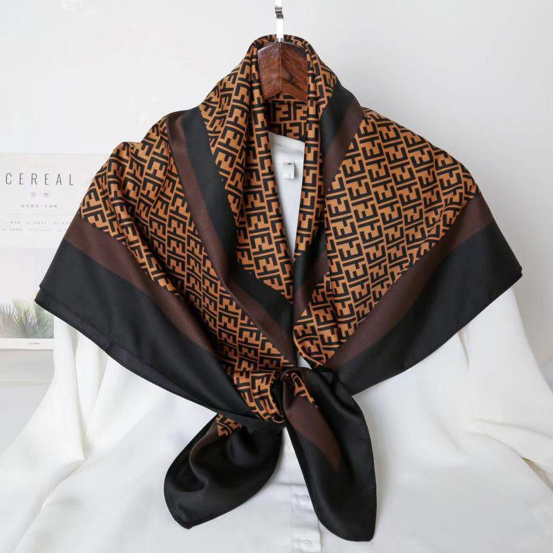 Black and White Animal Print Faux Silk Twill Scarf - 90x90CM Autumn/Winter Shawl for Women
