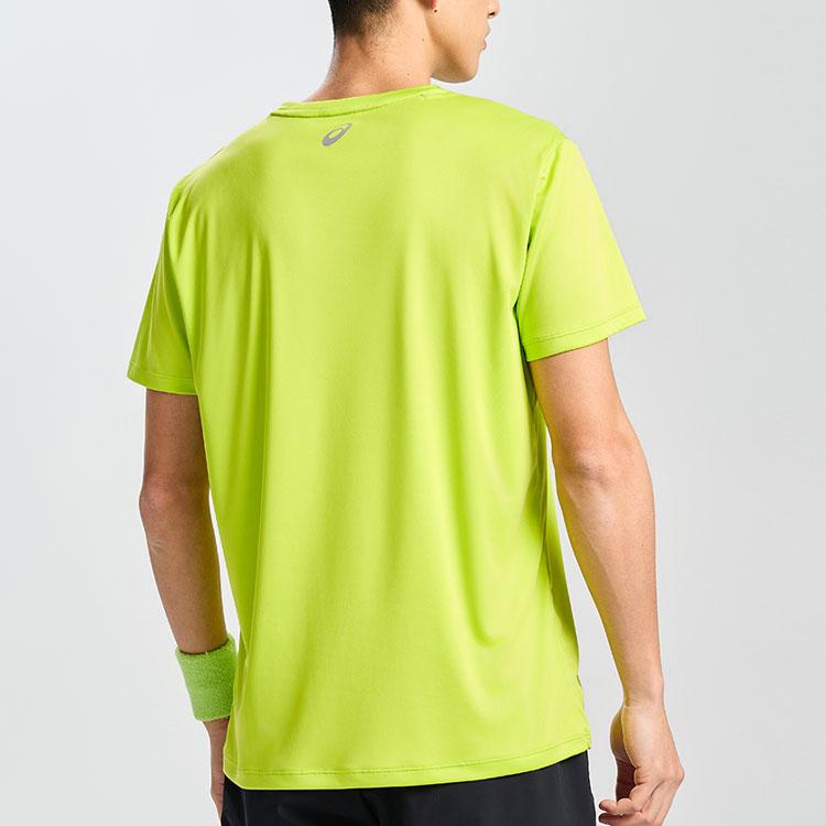 Asics Logo Crew Neck Pullover Moisture-Wicking Quick-Dry Running Comfortable Casual Sports Short Sleeve T-Shirt Men Tops Yellow Green 2011D076-300