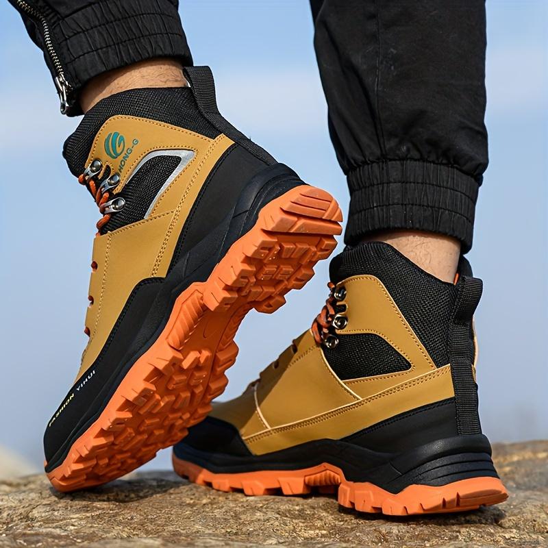 Men's Steel Toe High Top Work Boots Comfy Non Slip Vintage Lace Up Shoes for Men's Outdoor Work Out Activities Men Safety Shoes