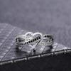 Hollow Heart Shape Black White Cubic Zirconia Lines Cross Ring Fashion Gift for Girlfriend Women's Jewelry High Quality