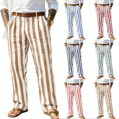 Men's Sporty Casual Striped Elastic Waist Straight Leg Pants