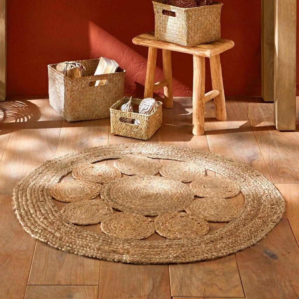 Esra ROUND JUTE RUG 80cm Decorative NATURAL