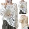Damen Pullover Cover Up Rundhals Langarm Hohl Strick Tops Einfarbig Häkeln Sonnenschutz Tops