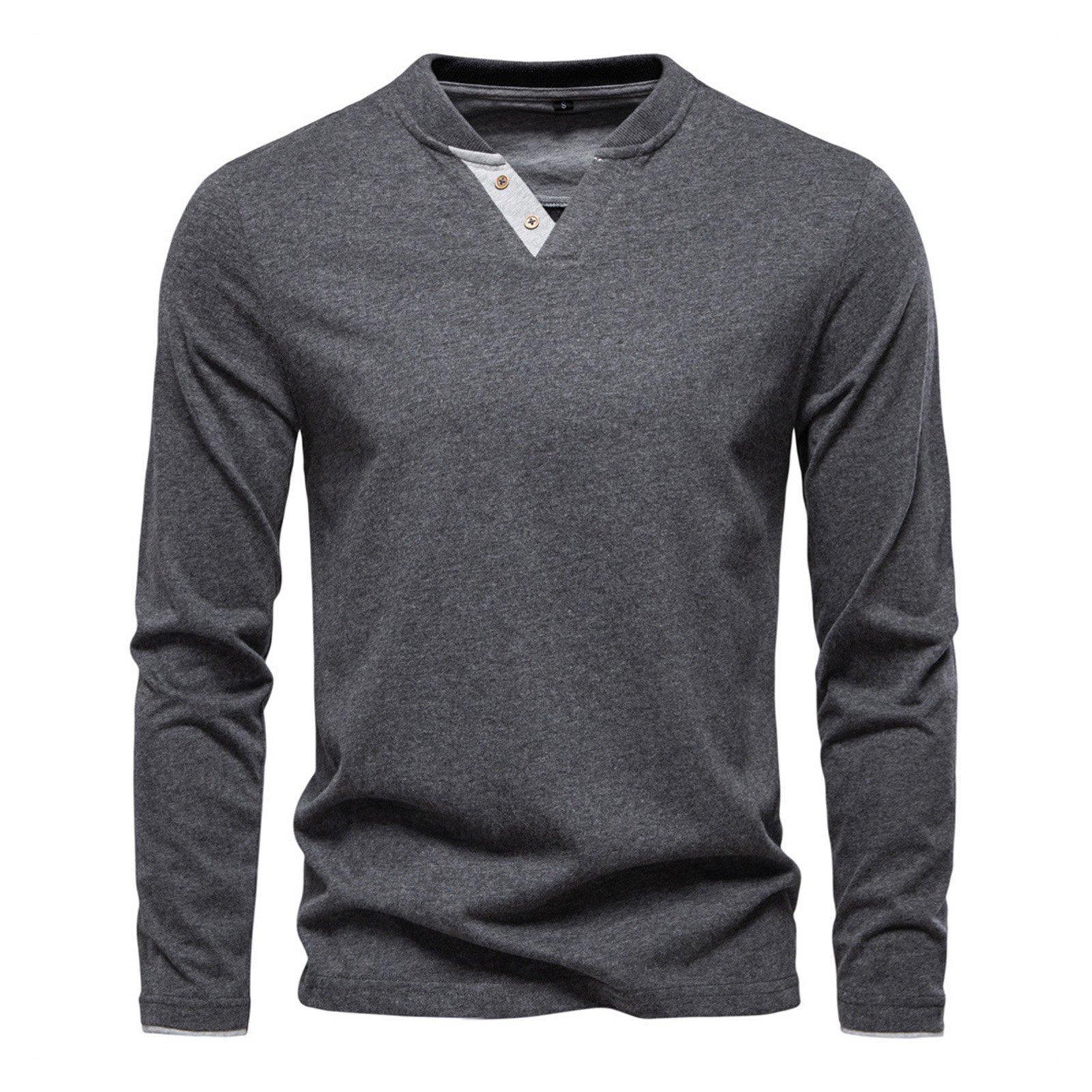 

Men s Solid Color Button Collar Long Sleeve Sweatshirt Men s Sports Large Size Casual Button Collar Top L