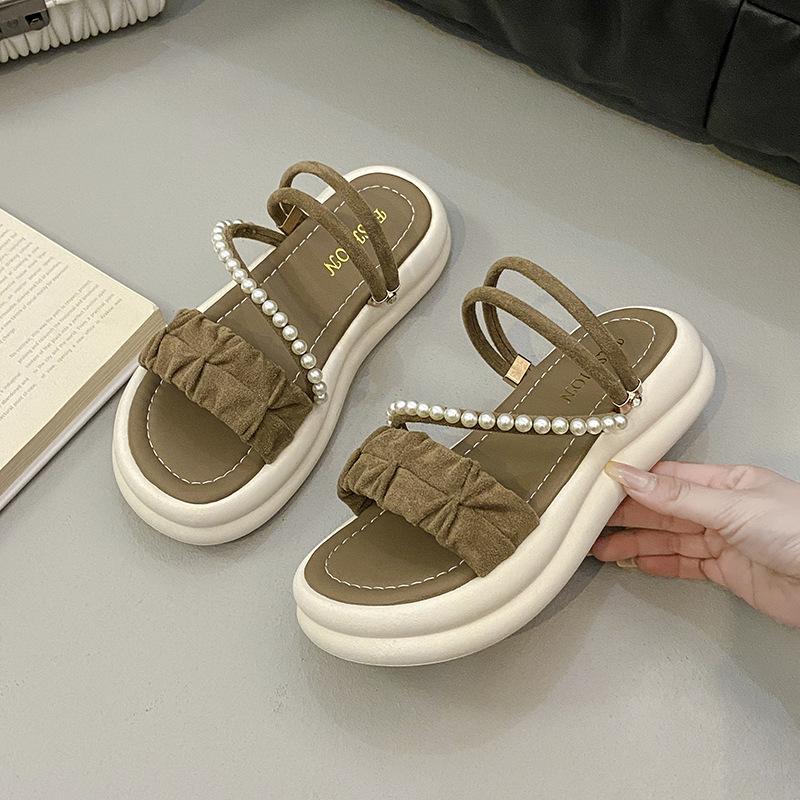 

Китайские модные тапочки-двойки летние толстоподошвенные нескользящие уличные сандалии с мягкой подошвой и юбкой римские крутые тапочки 40 коричневый