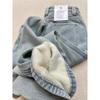 Ladies' Light Blue High Waist Plus Velvet Jeans - Warm, Straight Leg, Loose, Slimming, Versatile, Narrow to Wide Fit
