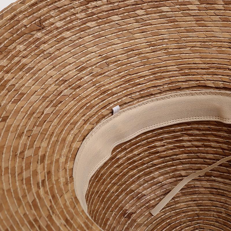 Natural Sunflower Leaf Grass Woven Straw Hat Women's Summer French Retro Elegant Hepburn Style Dome Bell Jar Bucket Hat