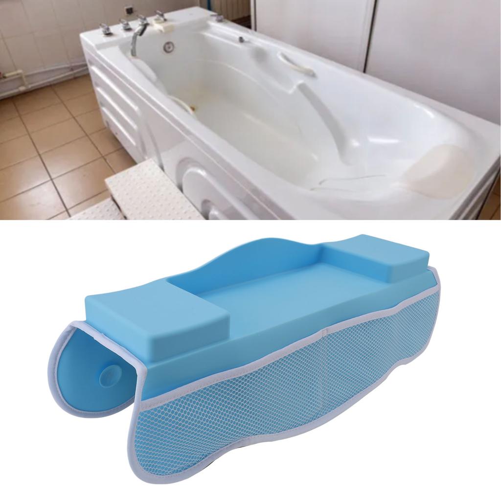 Bathtub Splash Guard with Double Sided Mesh Pockets Bath Tub Shelf Toy Holder Storage for Toddlers with Suction Cups