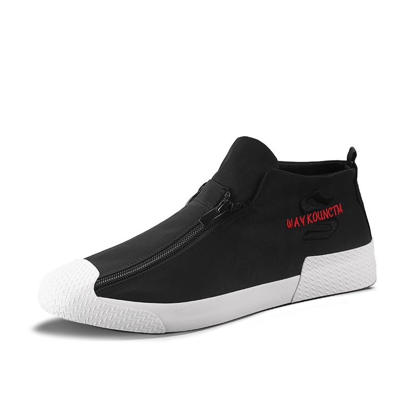 Vīriešu audekls gurnu sporta kurpes Modes divrindu rāvējslēdzēja dizains ikdienišķas plakanas kurpes Ikdienas vīriešu elpojošas kedas Zapatillas