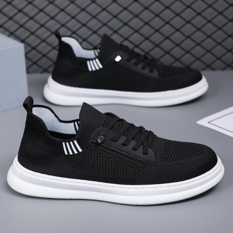 Men's Shoes Summer Breathable Mesh Sports Casual Flat Shoes Men's One-pedal Fly-woven Thin Men's Shoes
