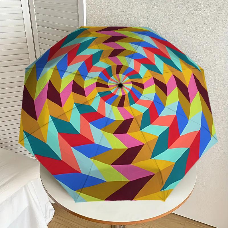1pc Colorful Spiral Automatic Folding Umbrella - Portable Collapsible Design, 8-Rib Iron Frame, Playful Design yy251215223