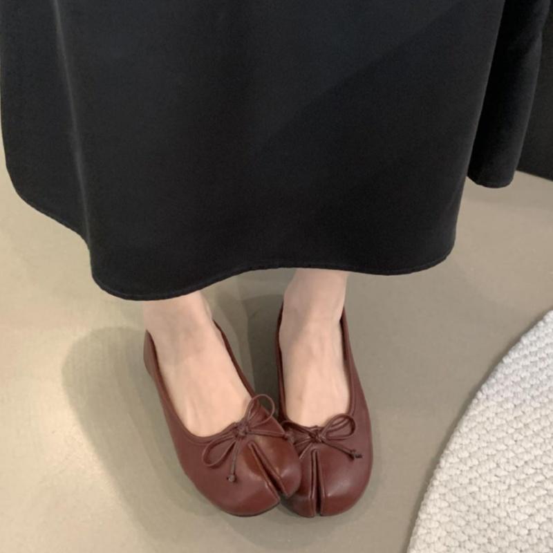 Fashion Ladies Shoes 2025 New Split Toe Ballet Flats Fashion Butterfly-knot Concise Low Heels Flat Shoes Casual Slip On Flats Zapatilas