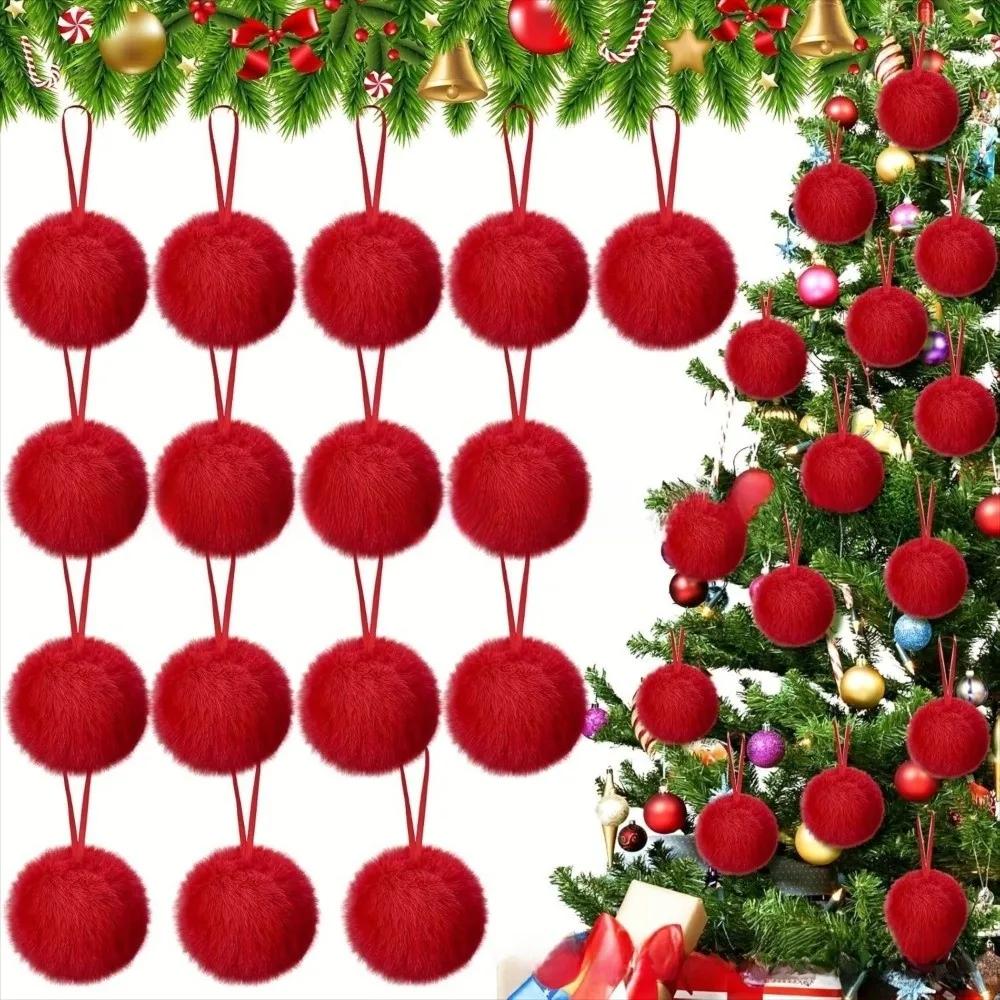 12PCS New Plush Surface Christmas Balls Ornaments DIY Craft Soft Christmas Tree Balls Christmas Tree Pendant Party Supplies