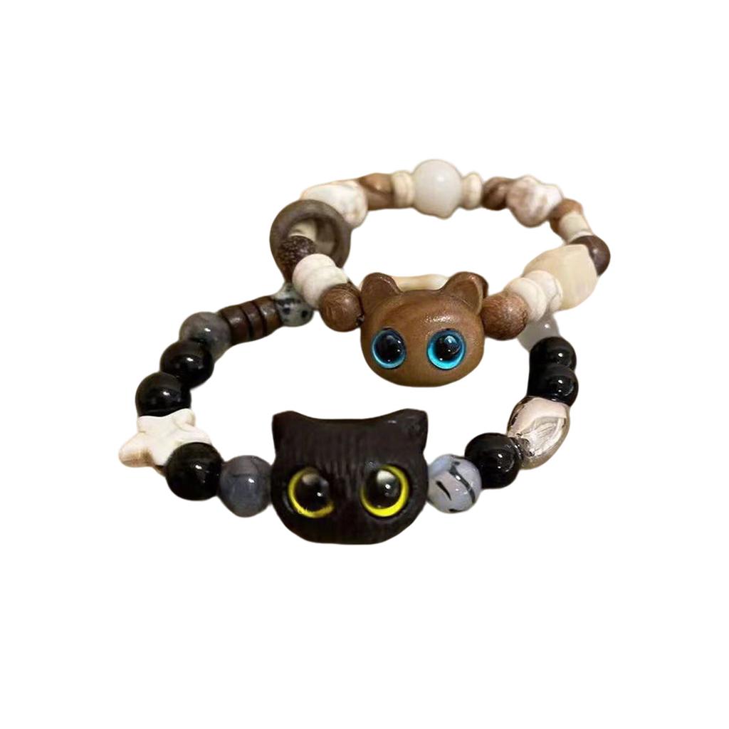 Dopamine Cute Cats Beaded Bracelet: Light Luxury Unique Hand Jewelry For Women, Couples & Best Friends