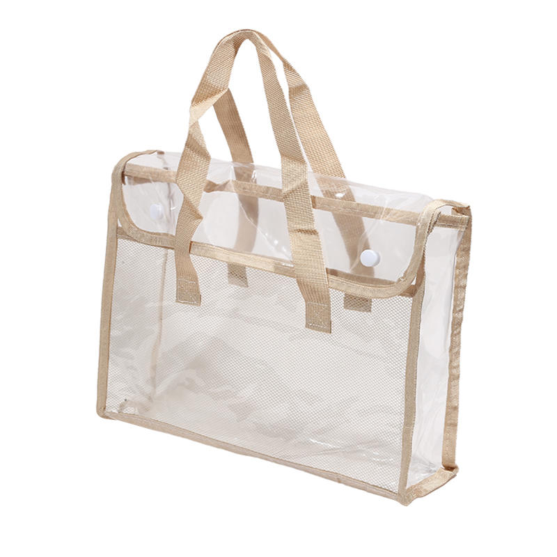 PVC Self Stick File Bag Large Capacity Waterproof Expandable Document Folder Transparent Handheld Portable Storage Organizer For Office School Home