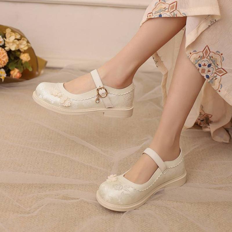 

Новые туфли Ханфу для девочек, удобные, на толстой подошве, нескользящая резиновая подошва, туфли-одинарки с пряжкой, белые детские туфли принцессы на все сезоны 39 (inner length 24.5cm) чёрный