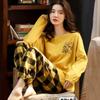 Milk Silk Pajamas for Women In Spring and Autumn V-neck Cute Ins Loose Long Sleeved Set Pajamas for Home Wear Plus Fat and Extra Size