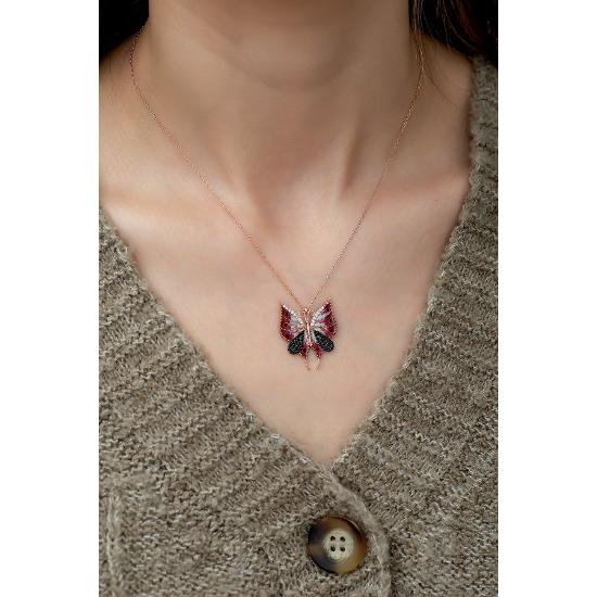 

Жіноче срібло з стерлінгового червоного метелика 925 проби