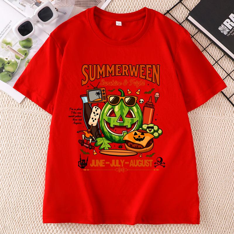 Summerween Watermelon Pumpkin TShirt Spooky Summer Graphic Tee Unisex Unisex Summer Cotton Short Sleeve Tees Clothing
