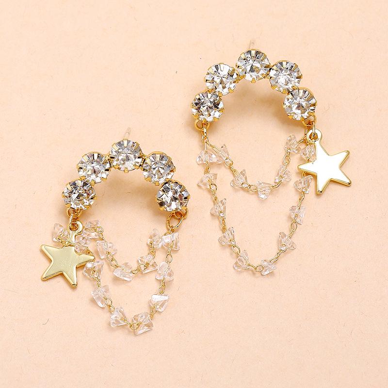 Korean Style Retro Rhinestone Metal Stud Earrings