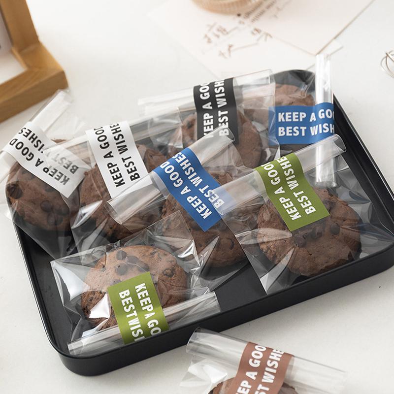 100 Adet Şeffaf Plastik Poşet Şeker Lolipop Kurabiye Ambalaj Poşetleri Etiketler Noel Hediye Kutuları Düğün Doğum Günü Partisi