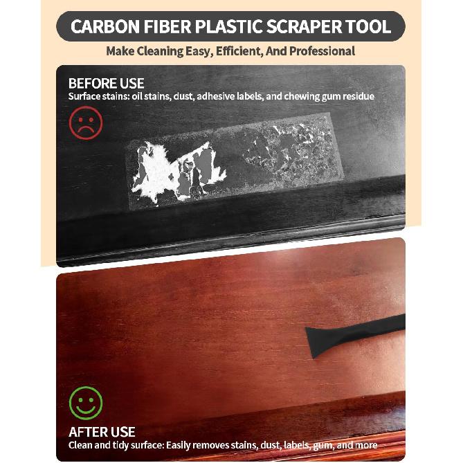 12 PCS Carbon Fiber Plastic Scrapers Tool, Non-Scratch Scraper Tool for Tight Spaces, Multi-Purpose Label Scraper Pen-Shaped, for Car Cleaning