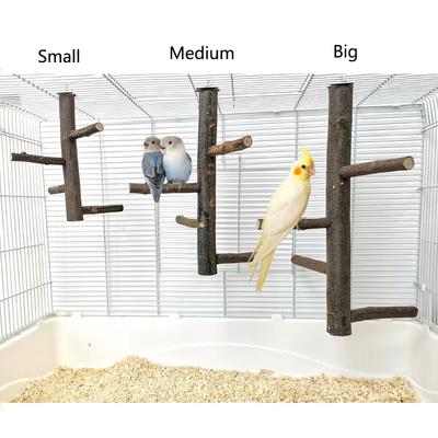 1Pcs Natural Apple Tree Wood Bird Branch Stand Perches Pet Parakeet Budgie Hanging Play Toy Bird Cage Parrot Wooden Desk Holder