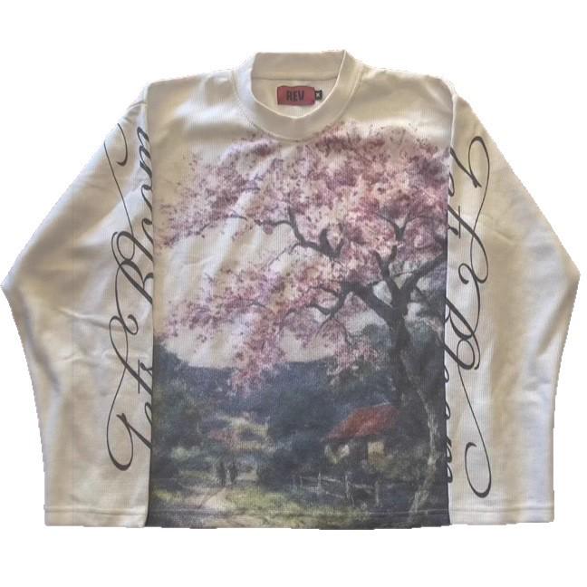 Y2K Floral Letter Print Casual Slimming Round Neck T-shirt - European and American Style