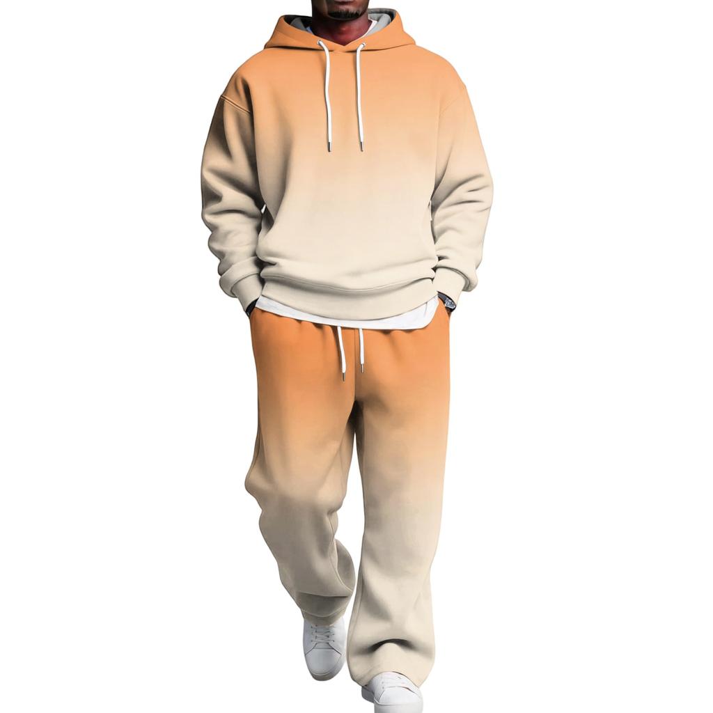 Set da uomo a 2 pezzi con felpa e pantaloni cargo con elastico in vita per abbigliamento casual