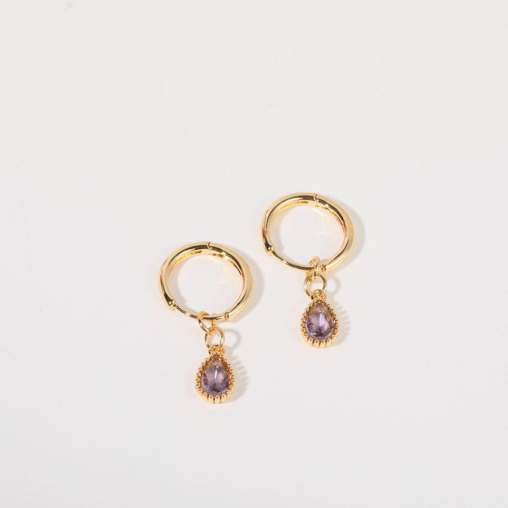 Elegant Zodiac Stone Water Drop Dangle Earrings for Women