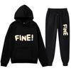 2025 European & American Style Printed Hoodie and Sweatpants Set - Unisex Loose Fit with Plus Velvet