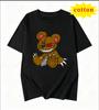 Rich Bear Theme Printed White Tshirt Sunglasses Gold Chain Money Bag Unisexs And Unisexs Casual Top