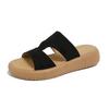 2025 summer new soft leather thick-soled non-slip comfortable cool slippers women wear retro versatile soft-soled beach shoes