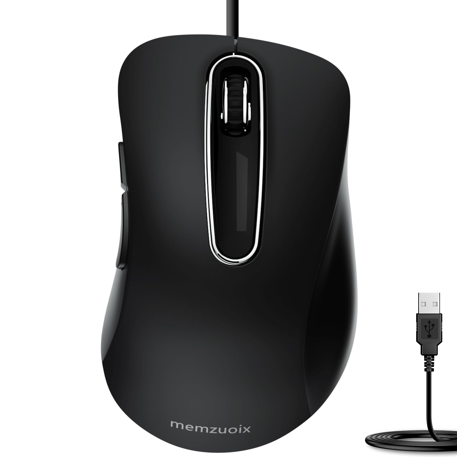 

QAF Wired 5 Ergonomic Compatible with Laptops and Supports Multiple OSes Including and Linux Mouse, USB, 1400DPI, Optical, Buttons, Design, 1.5m